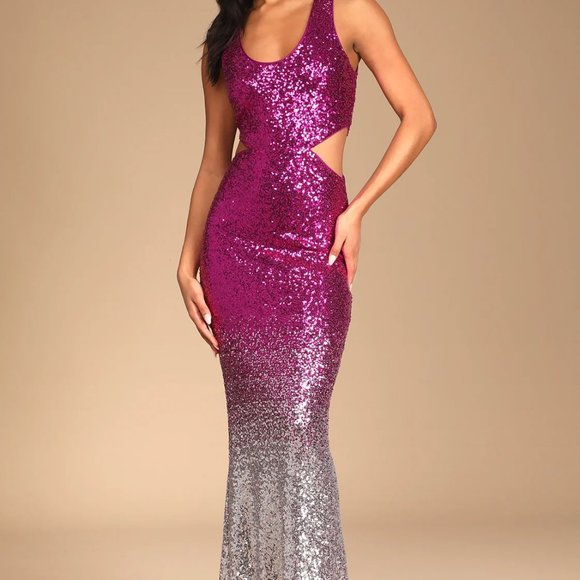 Lulus Dresses Promformal Magenta Sequin Gown Poshmark